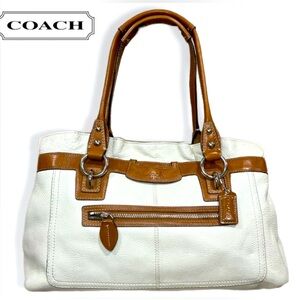 Coach cream/tan pebble leather shoulder bag